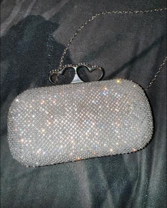 Pochette brillantinata argento