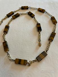 Collana vintage con occhio di tigre