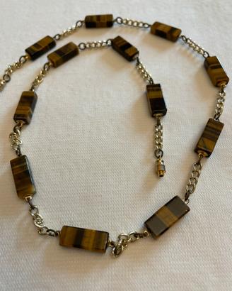 Collana vintage con occhio di tigre