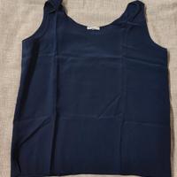 Canotta donna in pura seta blu