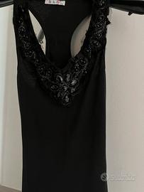 Canotta BBG nera con perline decorative