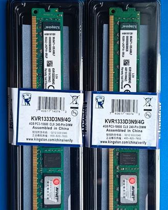 MEMORIE RAM KINGSTON 8GB (2x4 GB) DDR3 - 1333 MHz