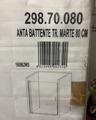 Anta battente vetro trasparente 80 cm
