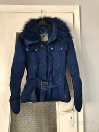  giubbino blu con collo in pelliccia sintetica