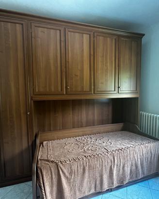 Armadio a ponte con letto singolo+rete+materasso