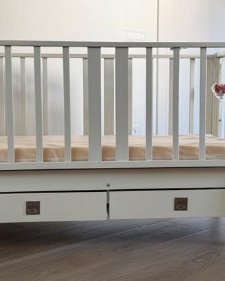 Culla Bimbi con Rete e Materasso in legno