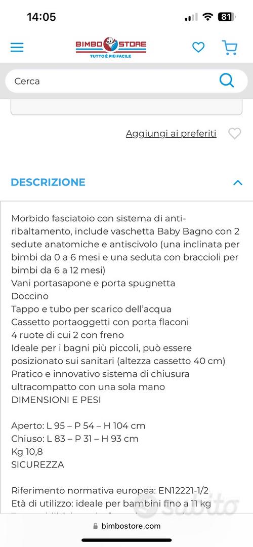 Vaschetta Baby Bagno bianca - Bimbostore