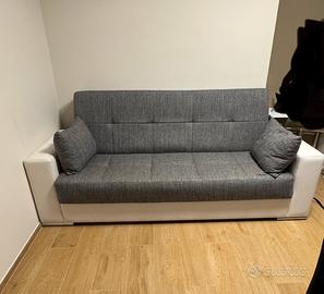 Divano letto contenitore bianco grigio