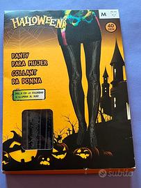 Collant scheletro fosforescente Halloween M 40 DEN