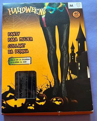Collant scheletro fosforescente Halloween M 40 DEN