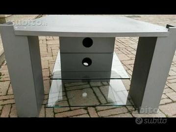 Mobiletto porta TV LED LCD con 2 ripiani in vetro