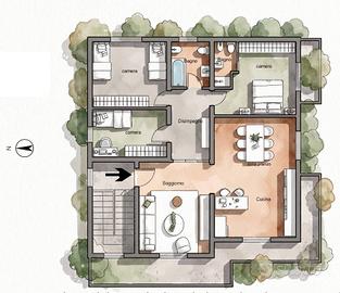 Appartamento di 242 m² con 4 locali e box auto a V
