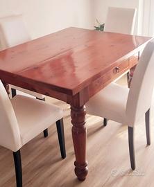 Tavolo in legno massello 90x120 con 4 sedie