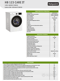 LAVATRICE 12 KG HOTPOINT  MOD. HB 123 CARE IT