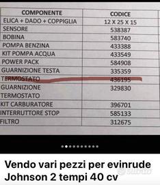 Pezzi di ricambio originali Evinrude 2T 40 cv FB