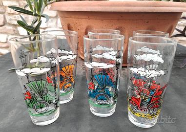 Set 6 bicchieri vintage anni 60 70 auto d epoca
