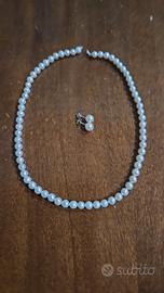 collana e orecchini di perle con certificato 