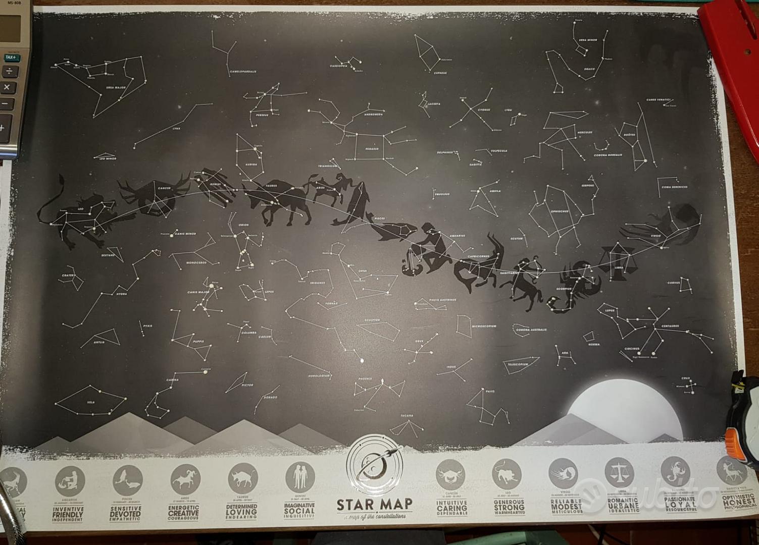 Mappa Stellare Poster Costellazioni Star Map Glow - Collezionismo In ...