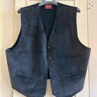 gilet vintage in pelle e lana