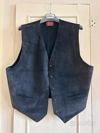 gilet vintage in pelle e lana