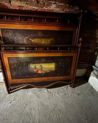 Letto di Ferro Battuto Decorato Antiquariato
