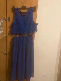 Vestito blu simil macramé