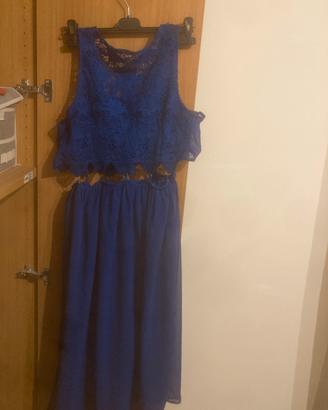 Vestito blu simil macramé