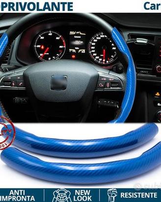 COPRIVOLANTE per SEAT Effetto FIBRA CARBONIO Blu