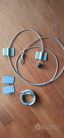 2 cavi acciaio + 2 piastre adesive 3M antifurto PC