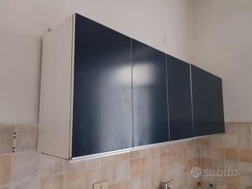 2 Pensili cucina moderni bianco blu + scolapiatti