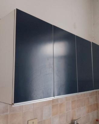 2 Pensili cucina moderni bianco blu + scolapiatti