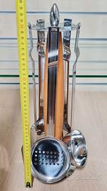 Ceppo porta mestoli in legno + Mestoli in acciaio 