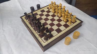 SCACCHIERA LEGNO CONTENITORE 4 SCOMPARTI