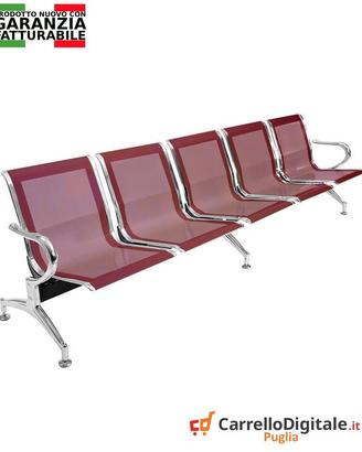 Sedie da attesa in acciaio colore rosso 5 posti