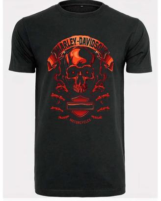 T-shirt con stampa Harley Davidson a tema Skull