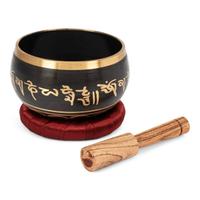 Campana tibetana con bacchetta, nera e oro