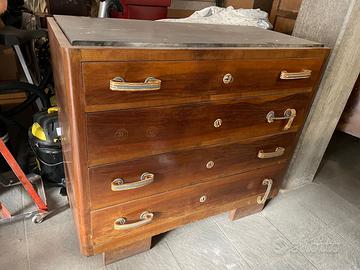 CASSETTONE IN LEGNO CON PIANO IN MARMO ANNI 30