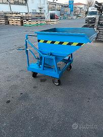 Benna ribaltabile su ruote. Misure:  80 cm x 100