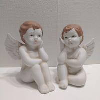 2 angeli seduti vintage in ceramica