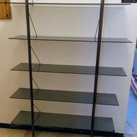 libreria in ferro e vetro temprato - 5 ripiani 