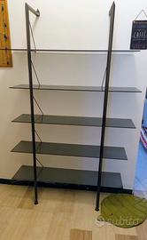 libreria in ferro e vetro temprato - 5 ripiani 