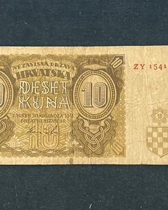 Croazia 10 Kuna 1941 NDH WWII
