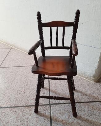 Seggiolone per bambole vintage anni 50/70 in legno