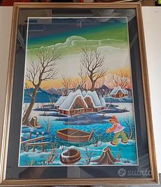 Quadro Naif olio su tela 50 x 70 con Firma 