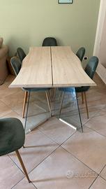 TAVOLO 6 POSTI LEGNO E VETRO