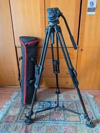 cavalletto manfrotto (testa+treppiede+sacca)
