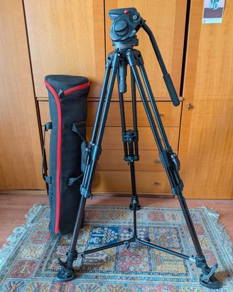 cavalletto manfrotto (testa+treppiede+sacca)