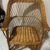Sedia in vimini intrecciato artigianale vintage