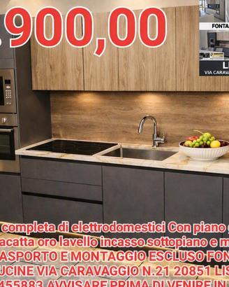 cucina l.366 cm completa di elett. + TOP GRES 