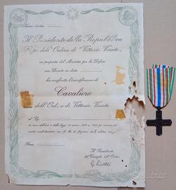 Attestato & Croce dell'Ordine di Vittorio Veneto 